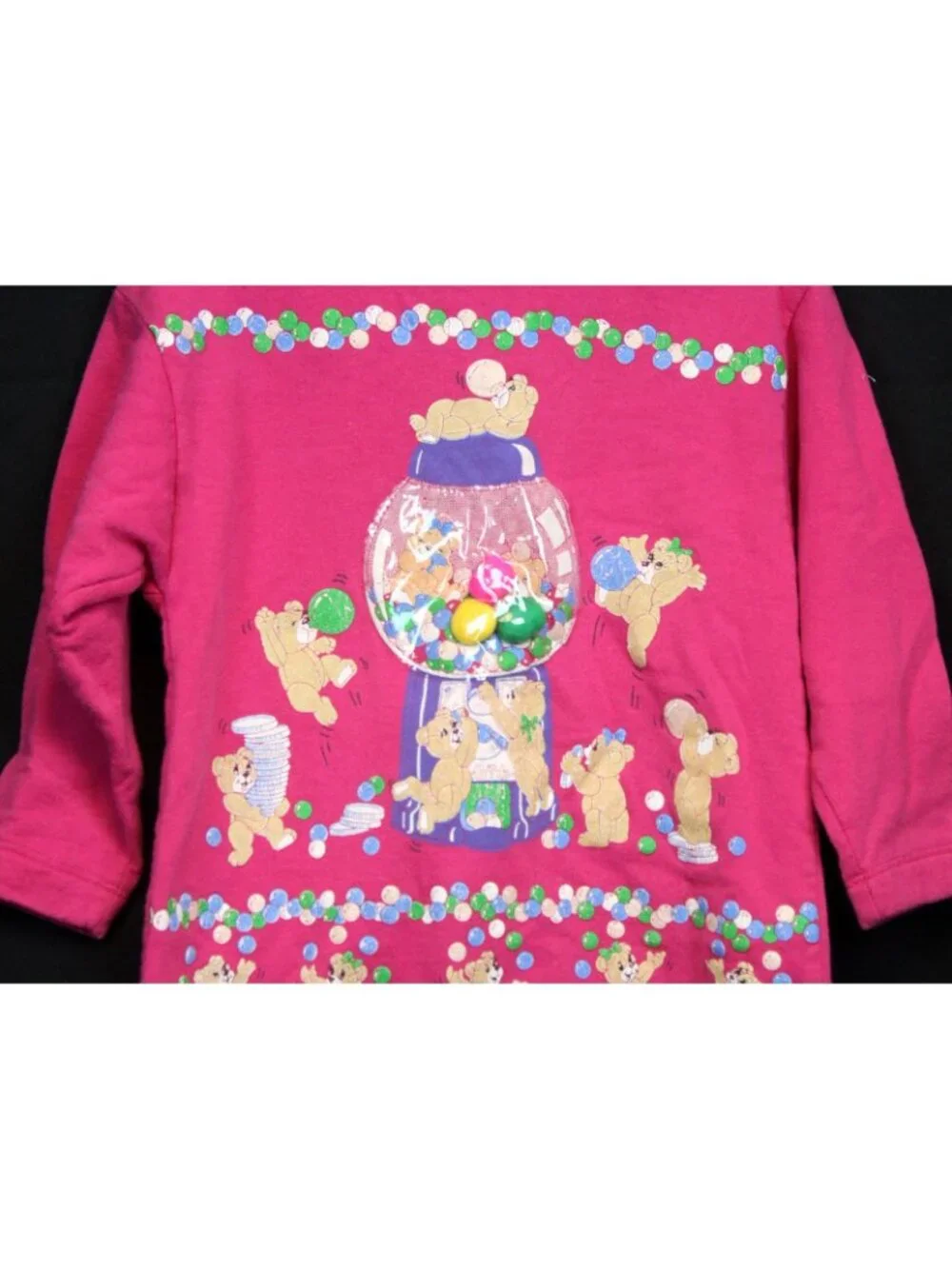 Spumoni 2pc Outfit 4 Lg Teddy Bear Bubble Gum Machine Coin Pink Sweatshirt Pants